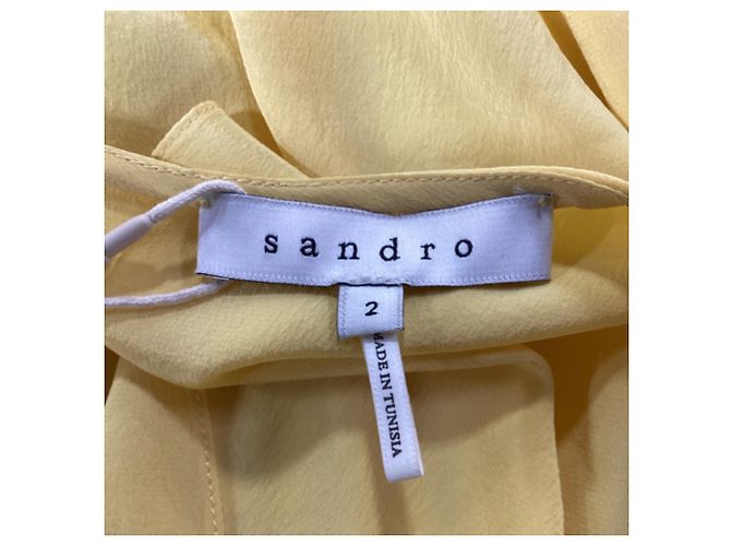 Blusa a maniche fluide Sandro in seta gialla Giallo - vista 4
