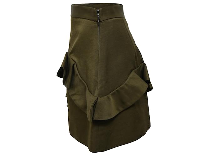 Gonna mini in cotone verde con volant MSGM Verde oliva - vista 2