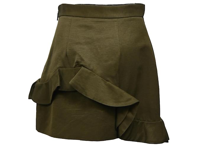 Gonna mini in cotone verde con volant MSGM Verde oliva - vista 3
