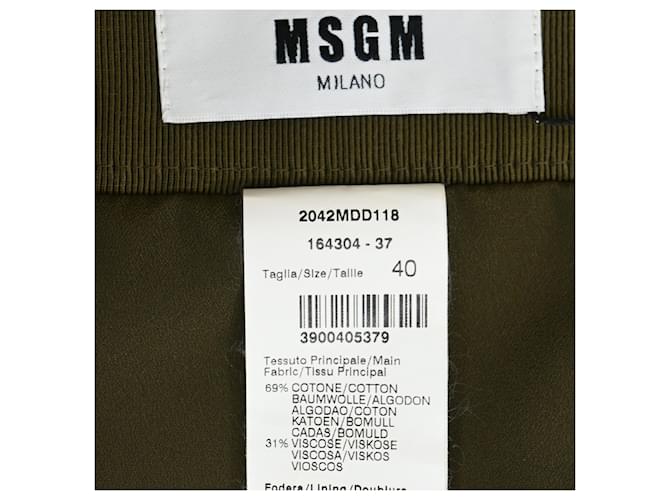 Gonna mini in cotone verde con volant MSGM Verde oliva - vista 4