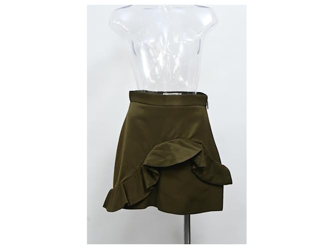 Gonna mini in cotone verde con volant MSGM Verde oliva - vista 5
