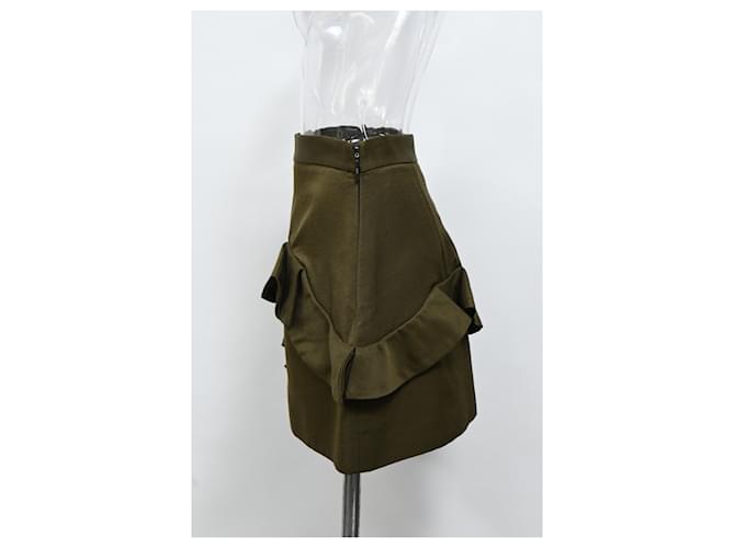 Gonna mini in cotone verde con volant MSGM Verde oliva - vista 6