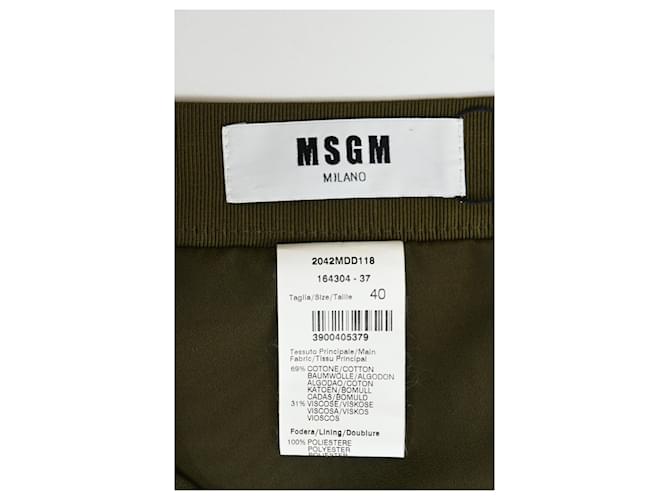 Gonna mini in cotone verde con volant MSGM Verde oliva - vista 8