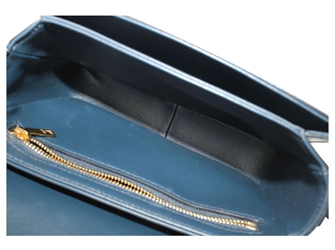 Céline Borsa a spalla Celine Teen Triomphe in tela beige e pelle di vitello nera - vista 13