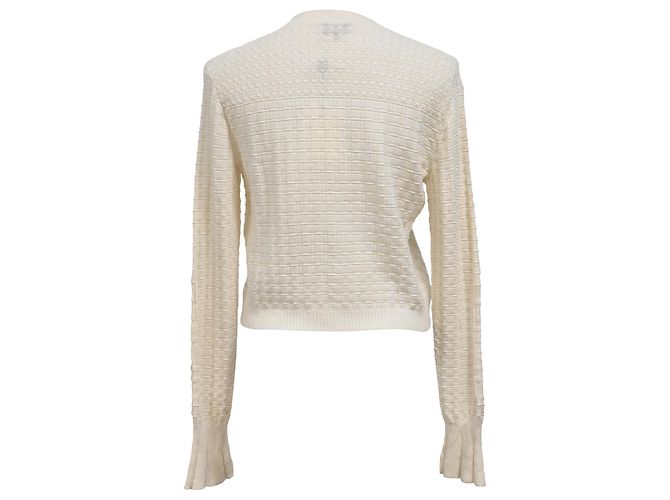 Timeless Chanel-Cardigan mit Knöpfen aus weißem Kaschmir Roh - Ansicht 3
