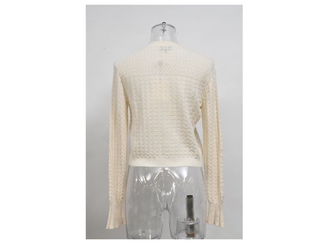 Timeless Chanel-Cardigan mit Knöpfen aus weißem Kaschmir Roh - Ansicht 8