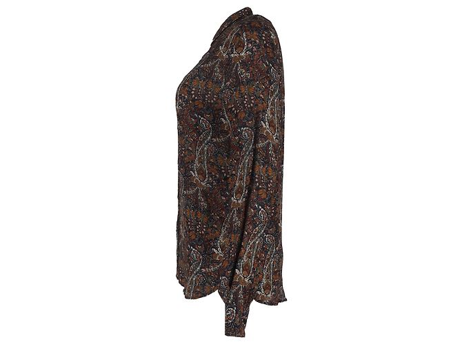 Camicia stampata Paisley Saint Laurent in viscosa marrone Rosso - vista 2