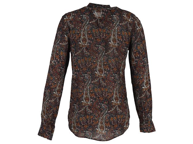 Camicia stampata Paisley Saint Laurent in viscosa marrone Rosso - vista 3