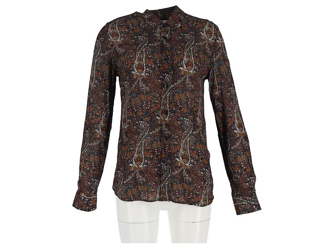 Camicia stampata Paisley Saint Laurent in viscosa marrone Rosso - vista 4