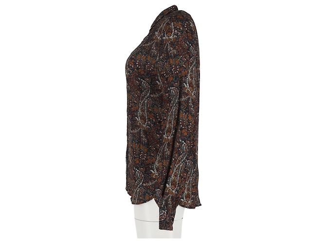 Camicia stampata Paisley Saint Laurent in viscosa marrone Rosso - vista 5