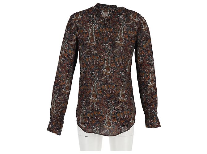 Camicia stampata Paisley Saint Laurent in viscosa marrone Rosso - vista 6