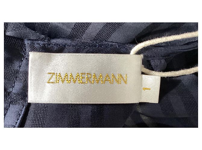 Zimmermann Mesh Striped Blouse in Navy Blue Polyester - view 12