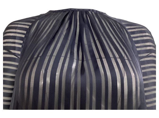 Zimmermann Mesh Striped Blouse in Navy Blue Polyester - view 2