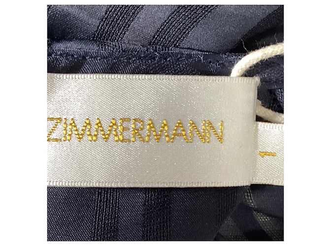 Zimmermann Mesh Striped Blouse in Navy Blue Polyester - view 6