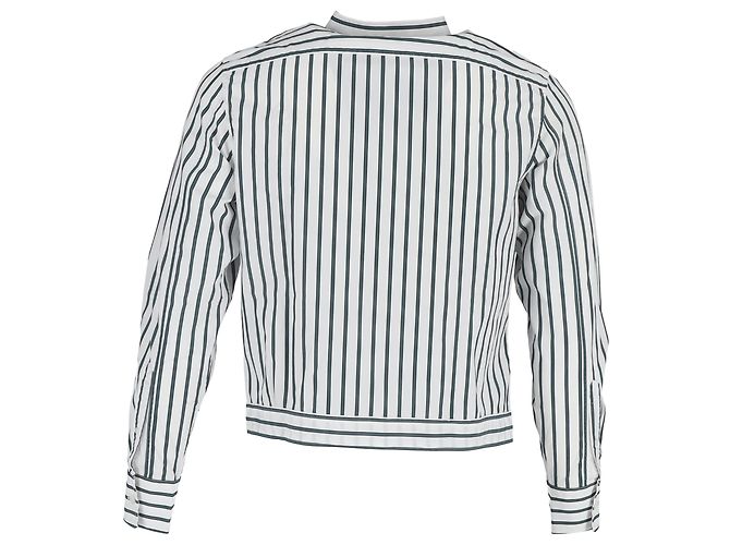 Camicia blouson a righe con bottoni Lanvin in cotone bianco e verde - vista 3
