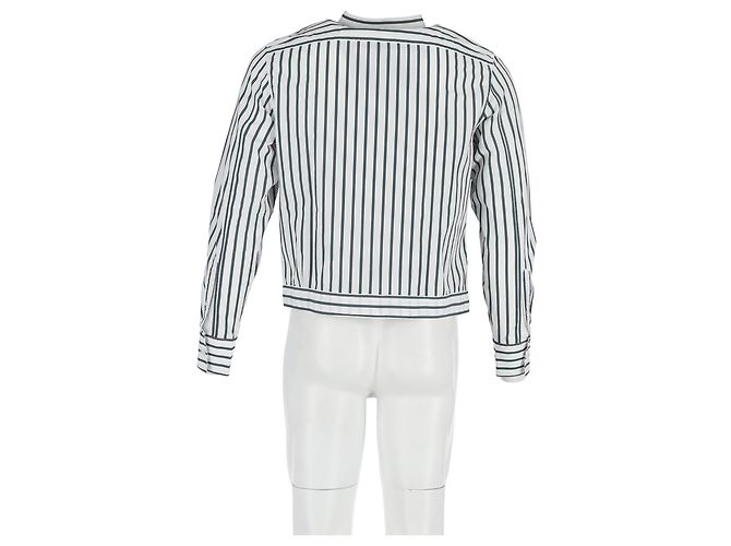 Camicia blouson a righe con bottoni Lanvin in cotone bianco e verde - vista 6
