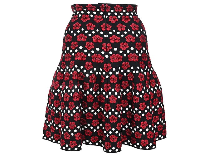 Falda mini estampada floral Alaïa en algodón negro Roja - vista 5