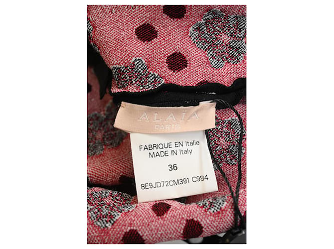 Falda mini estampada floral Alaïa en algodón negro Roja - vista 7