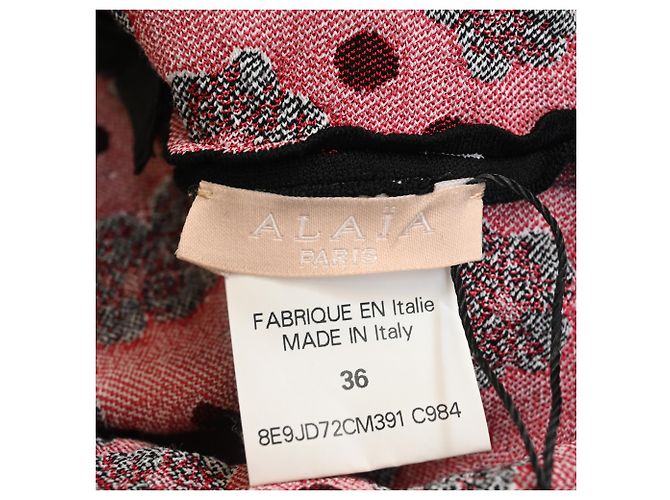 Falda mini estampada floral Alaïa en algodón negro Roja - vista 8