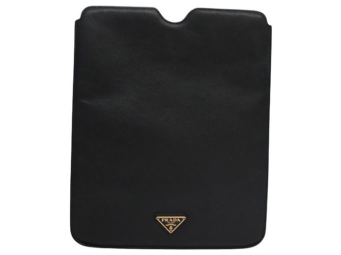 Saffiano PRADA iPad-Hülle aus schwarzem Safiano-Leder Auth bs22372 - Ansicht 2