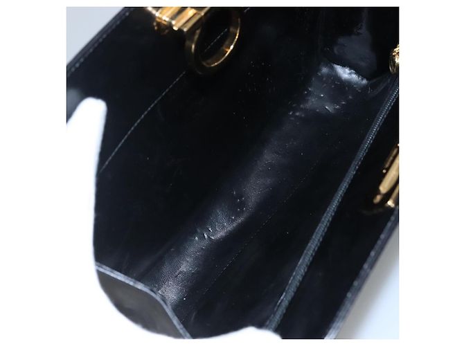 Borsa a spalla in pelle nera e oro Gancini Chain di Salvatore Ferragamo Auth bs22402 Noir Doré - vue 10