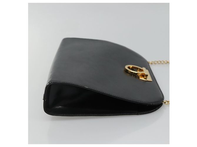 Borsa a spalla in pelle nera e oro Gancini Chain di Salvatore Ferragamo Auth bs22402 Noir Doré - vue 3