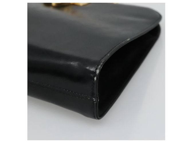 Borsa a spalla in pelle nera e oro Gancini Chain di Salvatore Ferragamo Auth bs22402 Noir Doré - vue 9