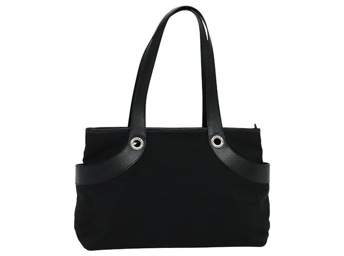 Bulgari Borsa a spalla BVLGARI Logo mania in tela nera Auth BA151 Nero - vista 13