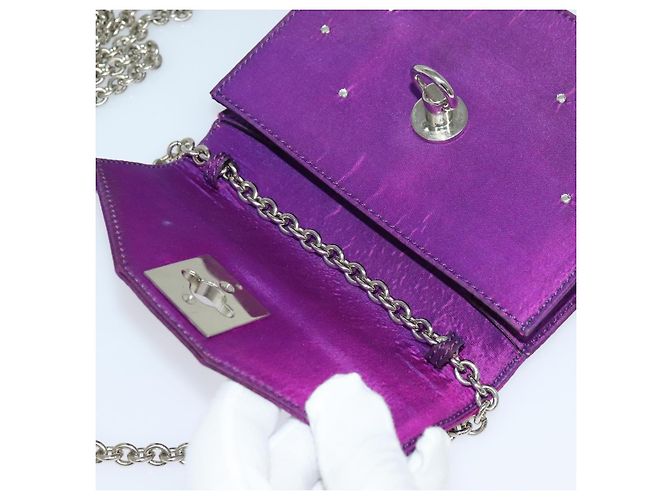 Céline Borsa a spalla a catena CELINE in nylon viola Auth BA204 Porpora - vista 10