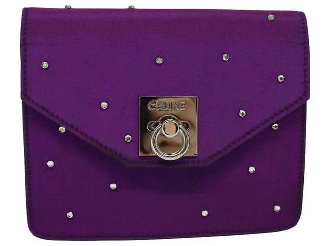Céline Borsa a spalla a catena CELINE in nylon viola Auth BA204 Porpora - vista 13