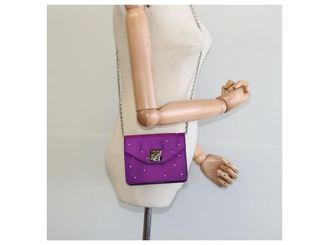 Céline Borsa a spalla a catena CELINE in nylon viola Auth BA204 Porpora - vista 22