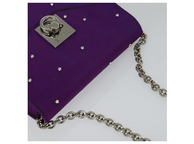 Céline Borsa a spalla a catena CELINE in nylon viola Auth BA204 Porpora - vista 6
