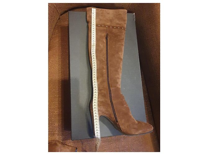 Autre Marque Caroline Biss Overknee-Stiefel Wildleder Camel Größe 39 Kamel - Ansicht 13