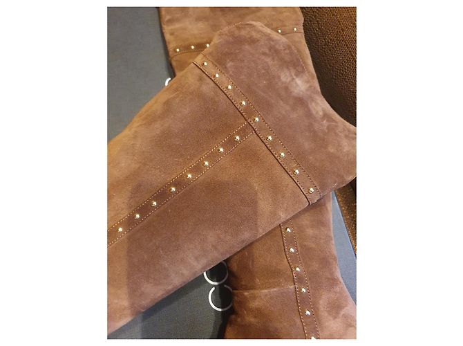 Autre Marque Caroline Biss Overknee-Stiefel Wildleder Camel Größe 39 Kamel - Ansicht 6