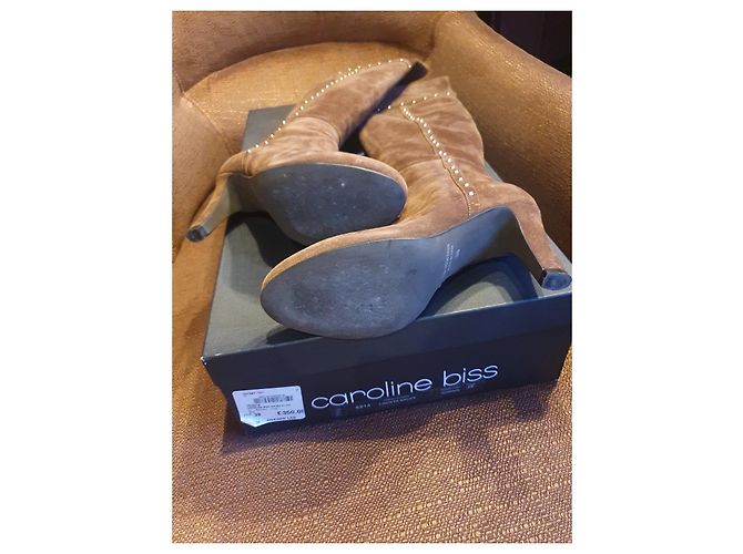 Autre Marque Caroline Biss Overknee-Stiefel Wildleder Camel Größe 39 Kamel - Ansicht 8