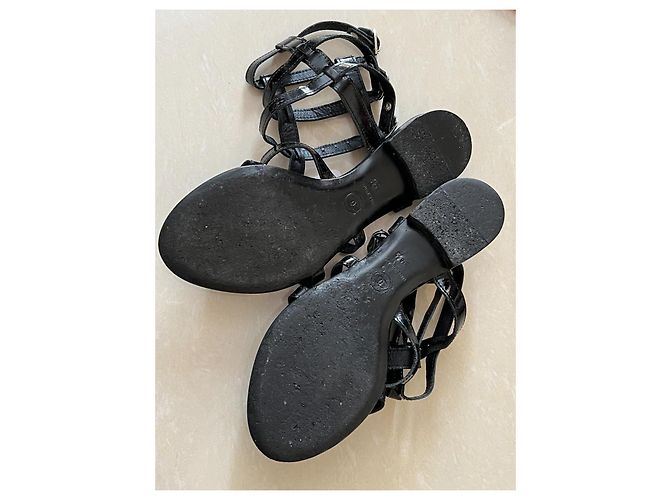 Sandali Chanel in pelle nera Nero - vista 15