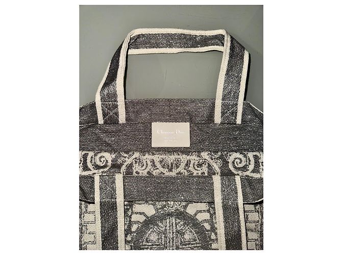Bolso tote Dior de algodón gris - vista 6