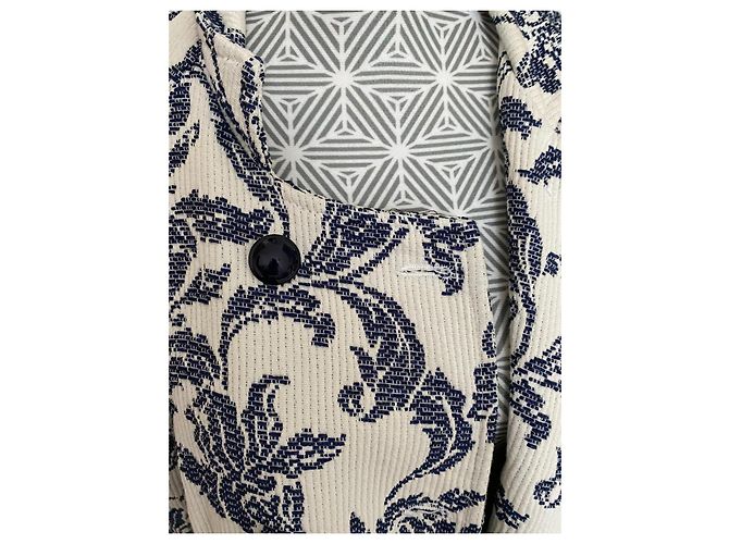 Abrigo La Fée Maraboutée Jacquard Floral Azul Beige - vista 10