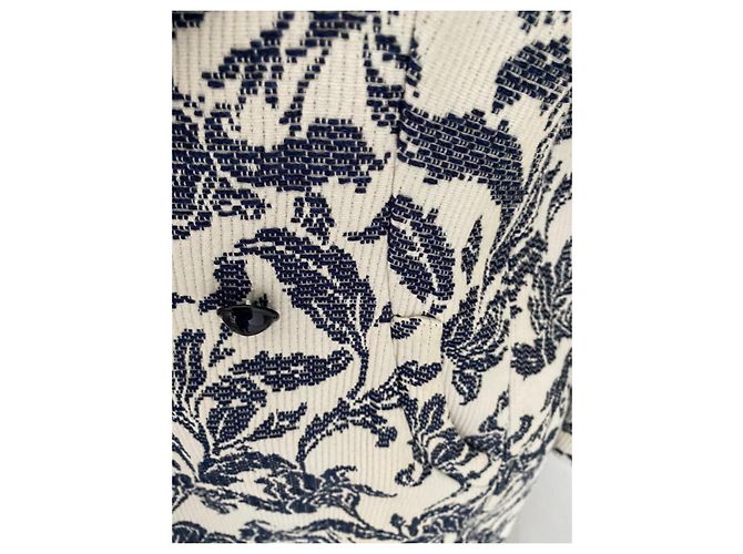Abrigo La Fée Maraboutée Jacquard Floral Azul Beige - vista 11