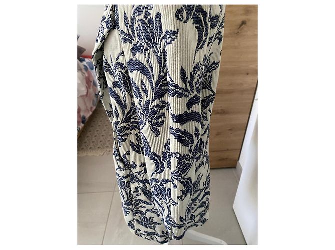 Abrigo La Fée Maraboutée Jacquard Floral Azul Beige - vista 12