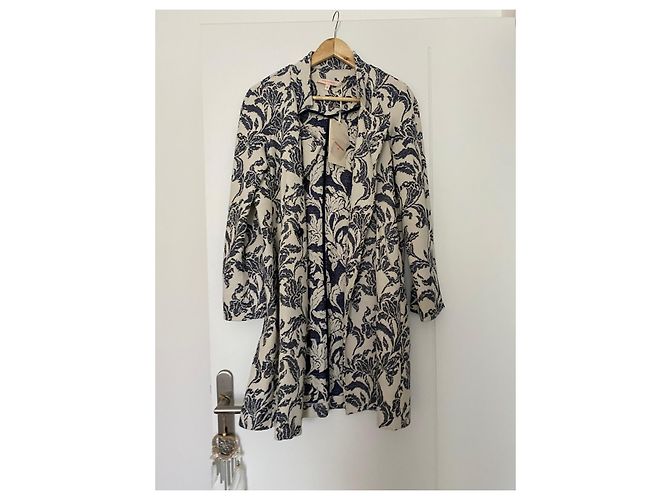 Abrigo La Fée Maraboutée Jacquard Floral Azul Beige - vista 13