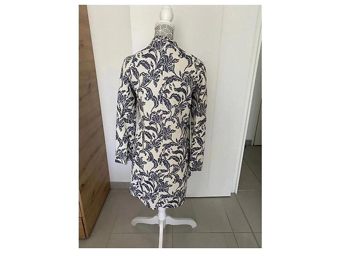 Abrigo La Fée Maraboutée Jacquard Floral Azul Beige - vista 2