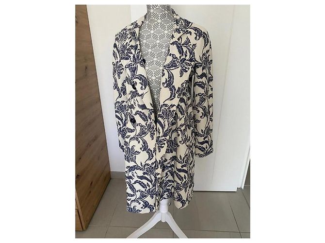 Abrigo La Fée Maraboutée Jacquard Floral Azul Beige - vista 3