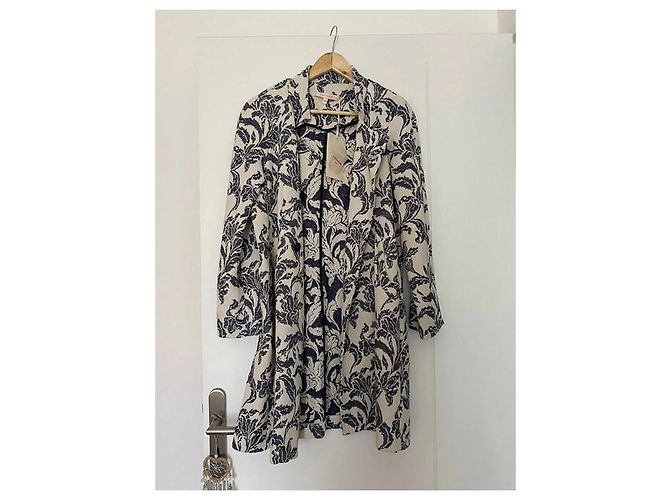 Abrigo La Fée Maraboutée Jacquard Floral Azul Beige - vista 5