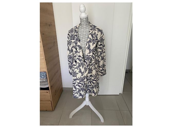 Abrigo La Fée Maraboutée Jacquard Floral Azul Beige - vista 8