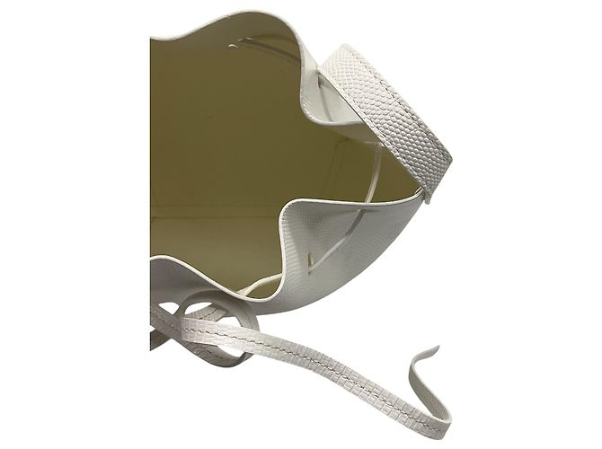 Mansur Gavriel White Bianca Snakeskin-effect Leather Drawstring Bucket Bag - view 14