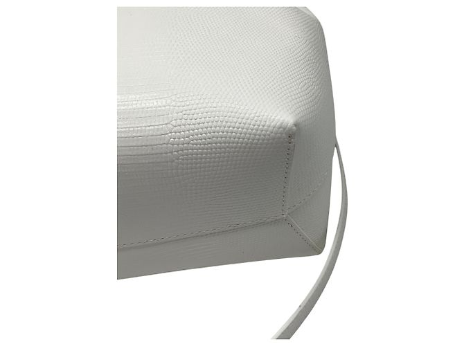 Mansur Gavriel White Bianca Snakeskin-effect Leather Drawstring Bucket Bag - view 6