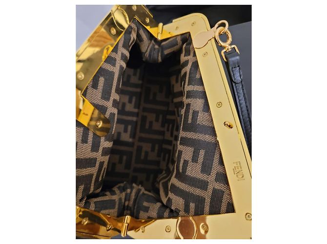 Borsa a tracolla Fendi in pelle nera Nero - vista 2