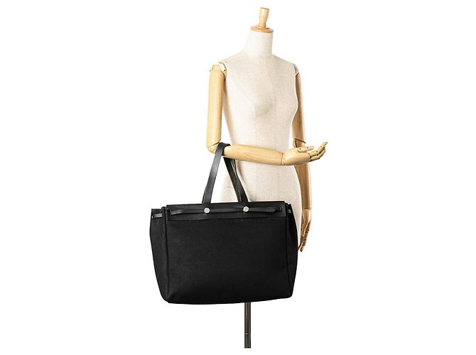 Hermès Schwarze Toile Herbag Cabas MM - Ansicht 12