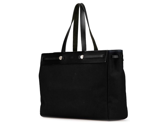 Hermès Schwarze Toile Herbag Cabas MM - Ansicht 2